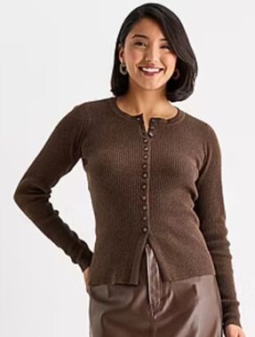 a.n.a Womens Crew Neck Long Sleeve Button Cardigan Sz XXL NWT